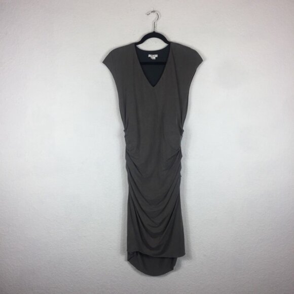 Helmut Lang Torrent Silver Grey Ruched Mini Dress - Picture 9 of 15